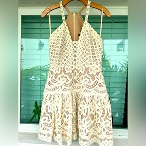 BCBG MaxAzria Carlita white lace dress